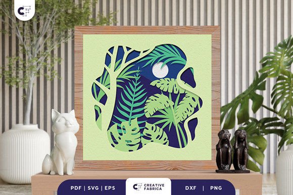 Download Tropical Jungle Landscape Shadow Box SVG - Premium Resources