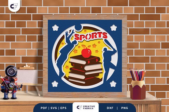 Download Stack of Sports Books 3D Shadow Box SVG - Premium Bundle